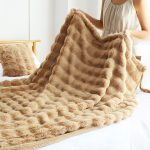 6-SOGA 2X 160X200cm Throw Blanket Coffee Double Layer Rabbit Fur Cozy Comfort with Stylish Decor