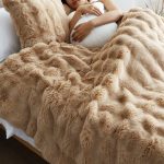 7-SOGA 2X 160X200cm Throw Blanket Coffee Double Layer Rabbit Fur Cozy Comfort with Stylish Decor