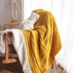 8-SOGA 200X230cm Throw Blanket Yellow and White Chenille Fleece Knitted Fabric on One Side Soft Suede