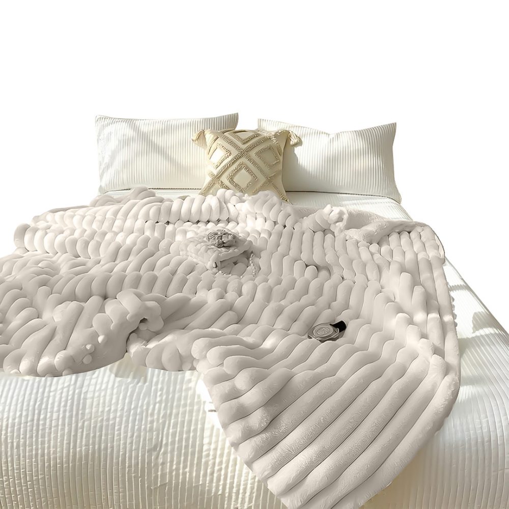 1-SOGA 150x200cm Throw Blanket Pearl White Premium Milk Velvet Luxuriously Soft Cozy Bedding