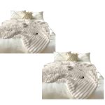 1-SOGA 2X 150x200cm Throw Blanket Pearl White Premium Milk Velvet Luxuriously Soft Cozy Bedding