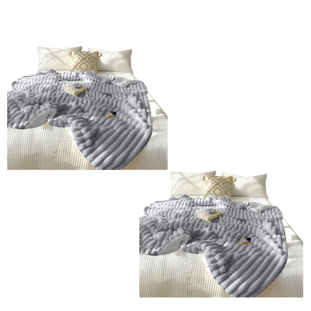1-SOGA 2X 150x200cm Throw Blanket Smoke Gray Premium Milk Velvet Luxuriously Soft Cozy Bedding
