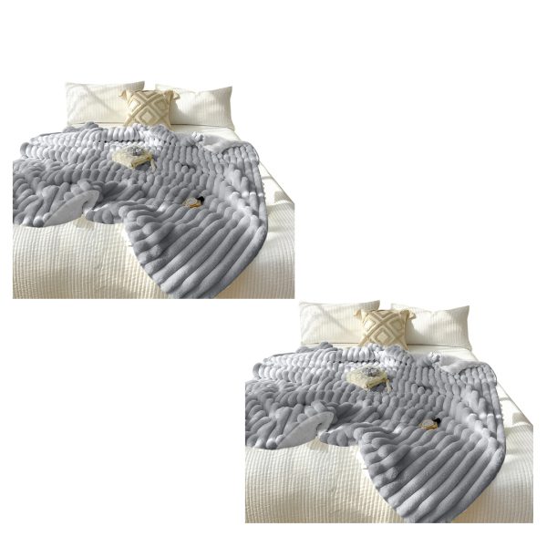 1-SOGA 2X 150x200cm Throw Blanket Smoke Gray Premium Milk Velvet Luxuriously Soft Cozy Bedding