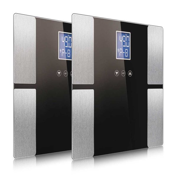 1-SOGA 2X Digital Electronic LCD Bathroom Body Fat Scale Weighing Scales Weight Monitor Black