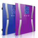 1-SOGA 2X Glass LCD Digital Body Fat Scale Bathroom Electronic Gym Water Weighing Scales Blue/Purple
