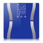 1-SOGA Glass LCD Digital Body Fat Scale Bathroom Electronic Gym Water Weighing Scales Blue