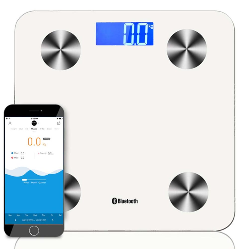 1-SOGA Wireless Bluetooth Digital Body Fat Scale Bathroom Health Analyser Weight White 1-SOGA Wireless Bluetooth Digital Body Fat Scale Bathroom Health Analyser Weight White