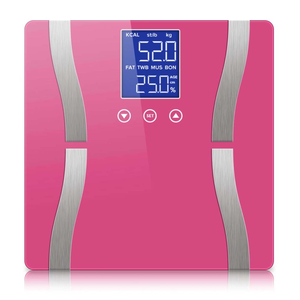 1-SOGA Glass LCD Digital Body Fat Scale Bathroom Electronic Gym Water Weighing Scales Pink 1-SOGA Glass LCD Digital Body Fat Scale Bathroom Electronic Gym Water Weighing Scales Pink
