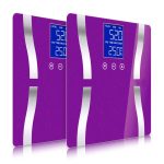 1-SOGA 2X Glass LCD Digital Body Fat Scale Bathroom Electronic Gym Water Weighing Scales Purple