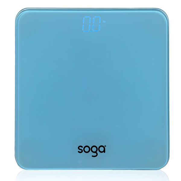 1-SOGA 180kg Digital Fitness Weight Bathroom Gym Body Glass LCD Electronic Scales Blue