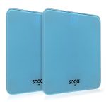 1-SOGA 2X 180kg Digital Fitness Weight Bathroom Gym Body Glass LCD Electronic Scales Blue