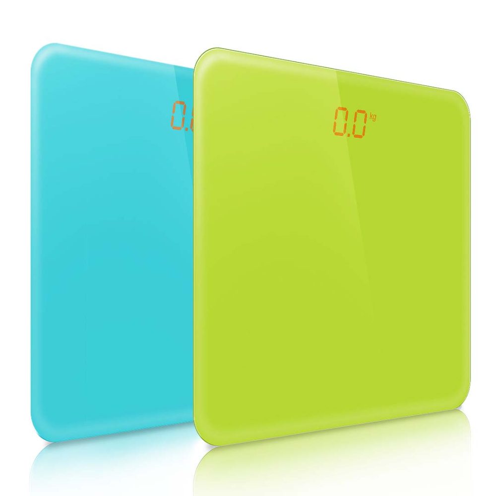1-SOGA 2X 180kg Digital Fitness Weight Bathroom Gym Body Glass LCD Electronic Scales Green/Blue