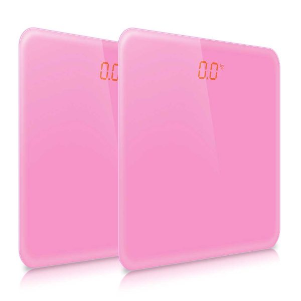 1-SOGA 2X 180kg Digital Fitness Weight Bathroom Gym Body Glass LCD Electronic Scales Pink