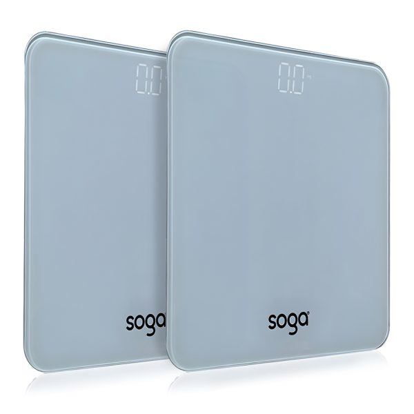 1-SOGA 2X 180kg Digital Fitness Weight Bathroom Gym Body Glass LCD Electronic Scales White