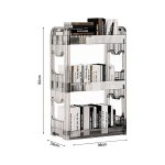 5-SOGA 38x24cm Clear 3 Tier Bookshelf & Cosmetic Storage Organizer Trolley Rack