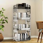 3-SOGA 38x24cm Clear 4 Tier Bookshelf & Cosmetic Storage Organizer Trolley Rack