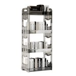 1-SOGA 38x24cm Clear 3 Tier Bookshelf & Cosmetic Storage Organizer Trolley Rack