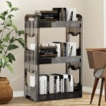 2-SOGA 38x24cm Black 3 Tier Bookshelf & Cosmetic Storage Organizer Trolley Rack
