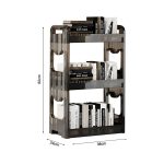 5-SOGA 2X 38x24cm Black 3 Tier Bookshelf & Cosmetic Storage Organizer Trolley Rack