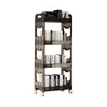 1-SOGA 38x24cm Black 4 Tier Bookshelf & Cosmetic Storage Organizer Trolley Rack