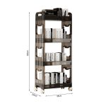 5-SOGA 2X 38x24 Black 4 Tier Bookshelf & Cosmetic Storage Organizer Trolley Rack