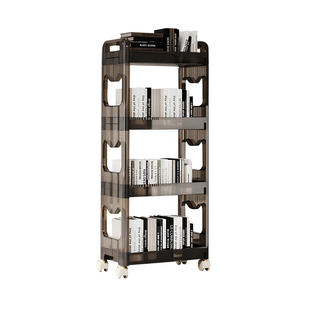 1-SOGA 38x24cm Black 3 Tier Bookshelf & Cosmetic Storage Organizer Trolley Rack