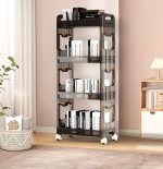 2-SOGA 2X 38x24cm Black 3 Tier Bookshelf & Cosmetic Storage Organizer Trolley Rack