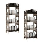 1-SOGA 2X 38x24cm Black 3 Tier Bookshelf & Cosmetic Storage Organizer Trolley Rack