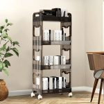 4-SOGA 2X 38x24cm Black 3 Tier Bookshelf & Cosmetic Storage Organizer Trolley Rack