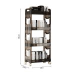 5-SOGA 2X 38x24cm Black 3 Tier Bookshelf & Cosmetic Storage Organizer Trolley Rack