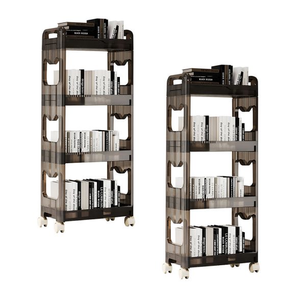 1-SOGA 2X 38x24cm Black 3 Tier Bookshelf & Cosmetic Storage Organizer Trolley Rack