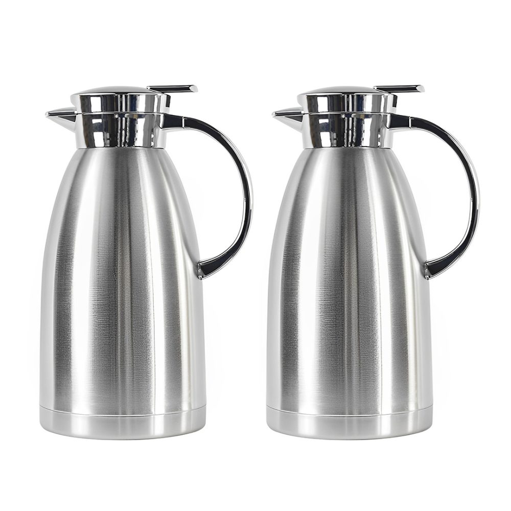 1-SOGA 2X 1.8L Stainless Steel Insulated Vacuum Flask Water Coffee Jug Thermal