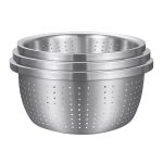 1-SOGA Stainless Steel Nesting Basin Colander Perforated Kitchen Sink Washing Bowl Metal Basket Strainer Set of 3