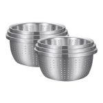 1-SOGA 2X Stainless Steel Nesting Basin Colander Perforated Kitchen Sink Washing Bowl Metal Basket Strainer Set of 3