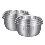 1-SOGA 2X Stainless Steel Nesting Basin Colander Perforated Kitchen Sink Washing Bowl Metal Basket Strainer Set of 4