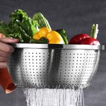 3-SOGA 2X Stainless Steel Nesting Basin Colander Perforated Kitchen Sink Washing Bowl Metal Basket Strainer Set of 4