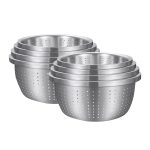 1-SOGA 2X Stainless Steel Nesting Basin Colander Perforated Kitchen Sink Washing Bowl Metal Basket Strainer Set of 4