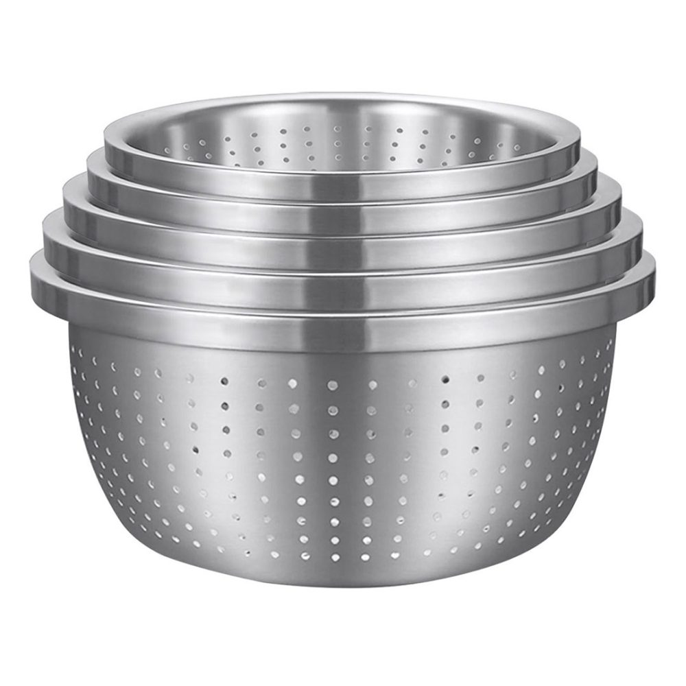 1-SOGA Stainless Steel Nesting Basin Colander Perforated Kitchen Sink Washing Bowl Metal Basket Strainer Set of 5 1-SOGA Stainless Steel Nesting Basin Colander Perforated Kitchen Sink Washing Bowl Metal Basket Strainer Set of 5