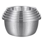 1-SOGA Stainless Steel Nesting Basin Colander Perforated Kitchen Sink Washing Bowl Metal Basket Strainer Set of 5