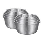 1-SOGA 2X Stainless Steel Nesting Basin Colander Perforated Kitchen Sink Washing Bowl Metal Basket Strainer Set of 5
