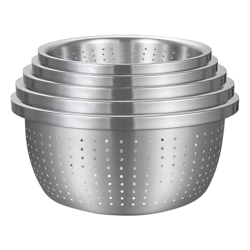 1-SOGA Stainless Steel Nesting Basin Colander Perforated Kitchen Sink Washing Bowl Metal Basket Strainer Set of 5 1-SOGA Stainless Steel Nesting Basin Colander Perforated Kitchen Sink Washing Bowl Metal Basket Strainer Set of 5