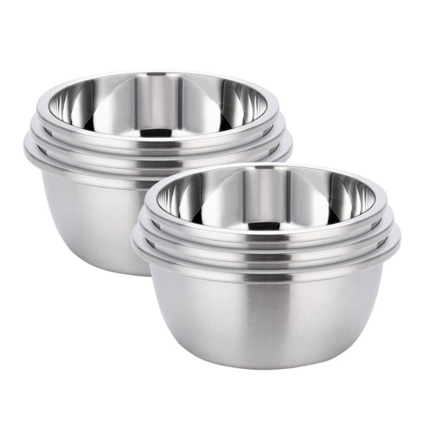 1-SOGA 2X 3Pcs Deepen Polished Stainless Steel Stackable Baking Washing Mixing Bowls Set Food Storage Basin