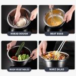 3-SOGA 5Pcs Deepen Polished Stainless Steel Stackable Baking Washing Mixing Bowls Set Food Storage Basin