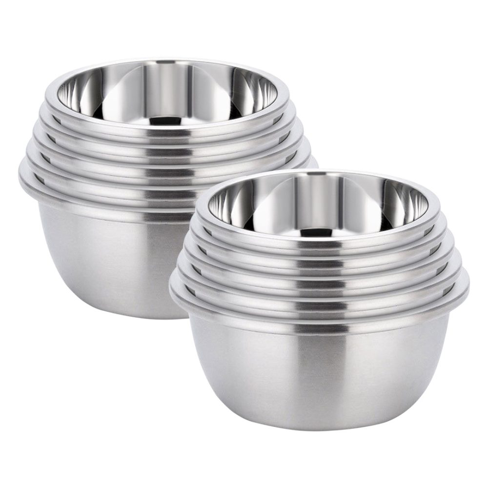 1-SOGA 2X 5Pcs Deepen Polished Stainless Steel Stackable Baking Washing Mixing Bowls Set Food Storage Basin