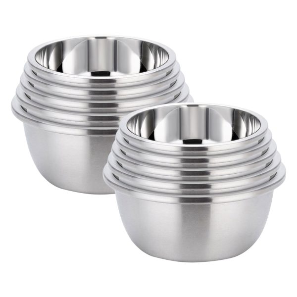 1-SOGA 2X 5Pcs Deepen Polished Stainless Steel Stackable Baking Washing Mixing Bowls Set Food Storage Basin