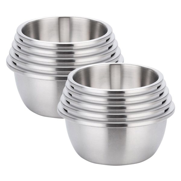 1-SOGA 2X 5Pcs Deepen Matte Stainless Steel Stackable Baking Washing Mixing Bowls Set Food Storage Basin