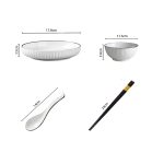 8-SOGA White Japanese Style Ceramic Dinnerware Crockery Soup Bowl Plate Server Kitchen Home Decor Set of 4