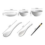 2-SOGA White Japanese Style Ceramic Dinnerware Crockery Soup Bowl Plate Server Kitchen Home Decor Set of 7