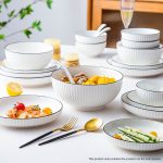 5-SOGA White Japanese Style Ceramic Dinnerware Crockery Soup Bowl Plate Server Kitchen Home Decor Set of 7