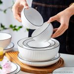 6-SOGA White Japanese Style Ceramic Dinnerware Crockery Soup Bowl Plate Server Kitchen Home Decor Set of 7